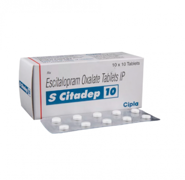 Box and blister strip of generic Escitalopram Oxalate 10mg tablets