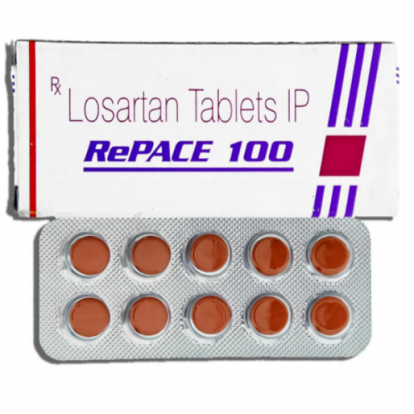 Box and blister strip of generic Losartan Potassium 100mg tablets
