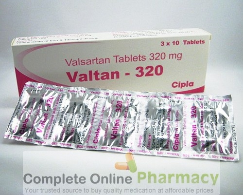 Box and a strip of Valsartan 320mg tablets