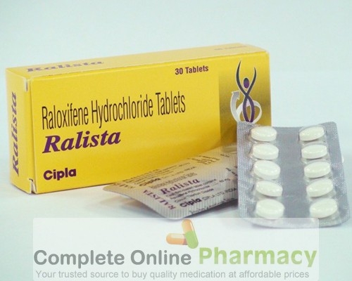 Box and blister strip of generic Raloxifene 60mg tablets
