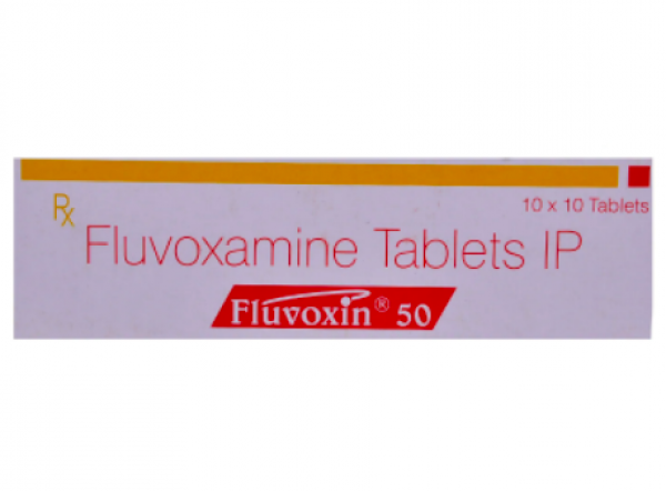 A box of Fluvoxamine 50mg tablets. 