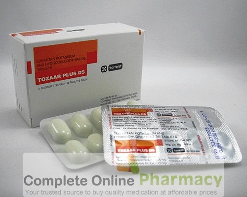 Box and strips of Losartan Potassium-Hydrochlorothiazide  100/25mg tablets