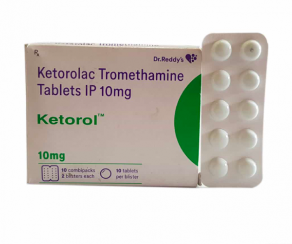 A box of Ketorolac 10mg tablets. 
