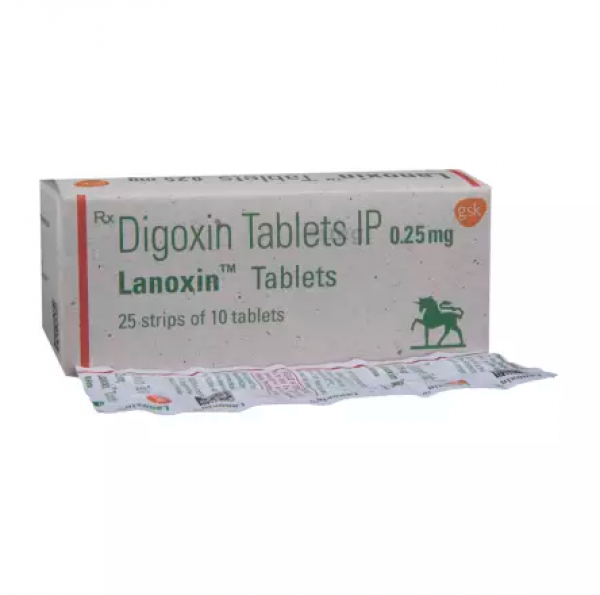 Box and blister strip of generic Digoxin 0.25MG TABLETS