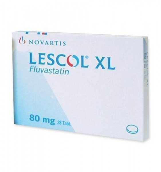 Box of generic Fluvastatin 80mg tablets