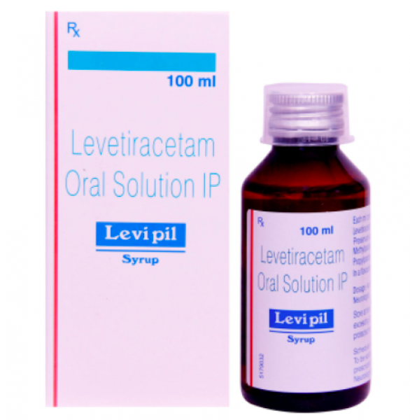 A bottle of Levetiracetam 100mg syrup.