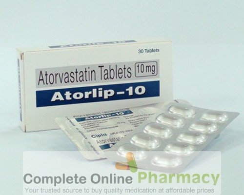 Two strips and a box of generic Atorvastatin Calcium 10mg tablets