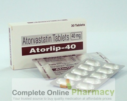 Two blister strips and a box of generic Atorvastatin Calcium 40mg tablets