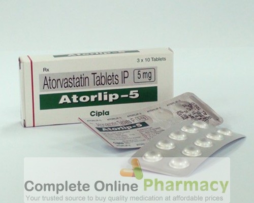 Blister strips and a box of generic Atorvastatin Calcium 5mg tablets