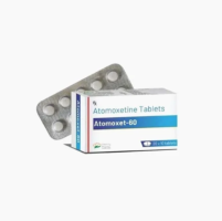 A box and strip of Atomoxetine 60mg Tablet