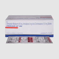 A box and a strip of  Olmesartan Medoxomil (40mg) + Amlodipine (5mg) + Chlorthalidone (6.25mg) Tablets