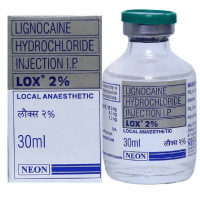 A pack and a vial of Lidocaine Injection