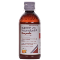 A bottle of Ibuprofen Oral Suspension Orange