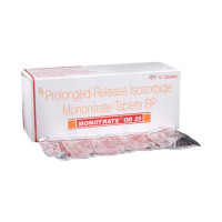 A box and a strip of Isosorbide Mononitrate (25mg) Tablet