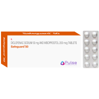 A box and a strip of Diclofenac (50mg) + Misoprostol (100mcg) Tablet
