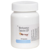 A bottle of 100mg Nitrofurantoin Caps