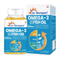 A box and a bottle of Omega 3 Fish Oil Capsules