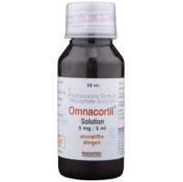 A bottle of Prednisolone (5mg/5ml) Oral Solution