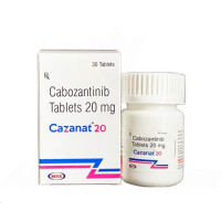 A box and a bottle of Cabometyx 20mg Generic Tab