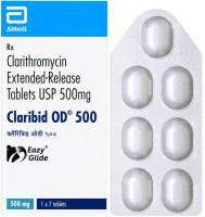 A pack and a strip of Clarithromycin 500mg Tablet (Extended-Release)
