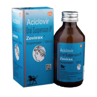 A box and a bottle of Acyclovir (400mg/5ml) Suspension