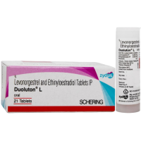 A box and a strip of Ethinyl Estradiol (0.05mg) + Levonorgestrel (0.25mg) Tablet