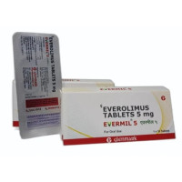A pack and a box of Everolimus (5mg) Tablet