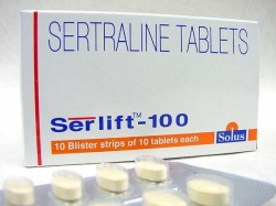 Two strips and a box of generic Sertraline HCl 100mg tablet