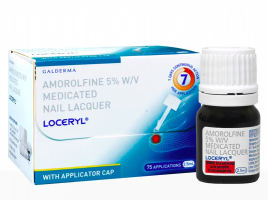 A pack and a bottle of Amorolfine 5% Nail Lacquer