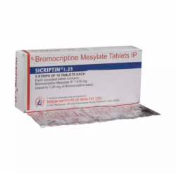 A blister and a box of Bromocriptine 1.25 mg Tablet