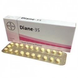 Box and blister strip of generic Cyproterone (2mg) + Ethinyl Estradiol (0.035mg) Tablet