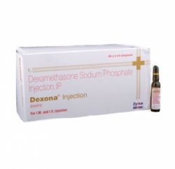 A vial and a box of Dexamethasone 4mg Injection