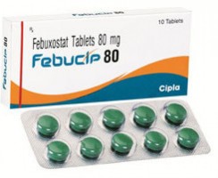 Box and blister strips of generic Febuxostat (80mg) Tablet