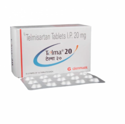 Blister pack and a box of Telmisartan 20mg Tablet
