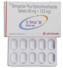 Box and a strip of generic Telmisartan 40mg and Hydrochlorothiazide 12.5mg Tablet