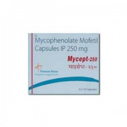 Box of generic Mycophenolate mofetil (250mg) Capsule