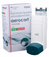 An inhaler and box of generic Levalbuterol (50mcg) + Beclomethasone (50mcg)
