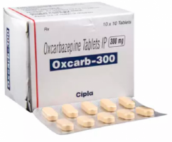 Box and blister strips of generic Oxcarbazepine 300mg Tablet