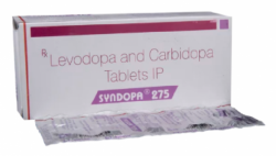 Box and blister strips of Levodopa (250mg) + Carbidopa (25mg) Tablet