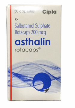 A box of generic Albuterol 200mcg Rotacaps