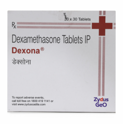 A box of Dexamethasone (0.5mg) Tablets