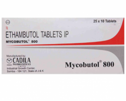 Front and back side of a box of Ethambutol 800mg Tablets