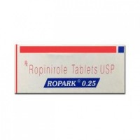 Box of generic Ropinirole 0.25 mg Tablet