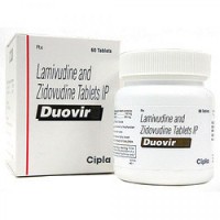 Bottle and a box pack of Lamivudine (150mg) + Zidovudine (300mg) Tablets