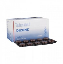 A box and a strip of generic Disulfiram 250mg Tablet