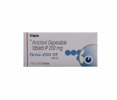 Box of generic Acyclovir 200mg tablets