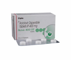 Strip and a box of generic Acyclovir 400mg tablets