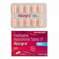 Box and blister strip of generic Fexofenadine Hcl 180mg tablets