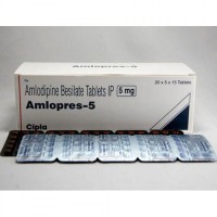 Box and blister strip of generic Amlodipine Besylate 5mg tablets