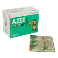 A box and a blister of generic azithromycin  100mg dispersible tablet